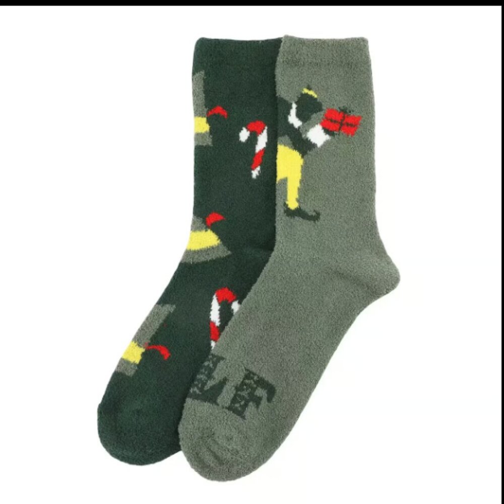 Buddy the Elf Hats & Silhouettes 2-Pair Adult Chenille Crew Socks